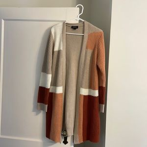 Colorblock Cozy Cardigan - Beige Rust and Salmon - Size L